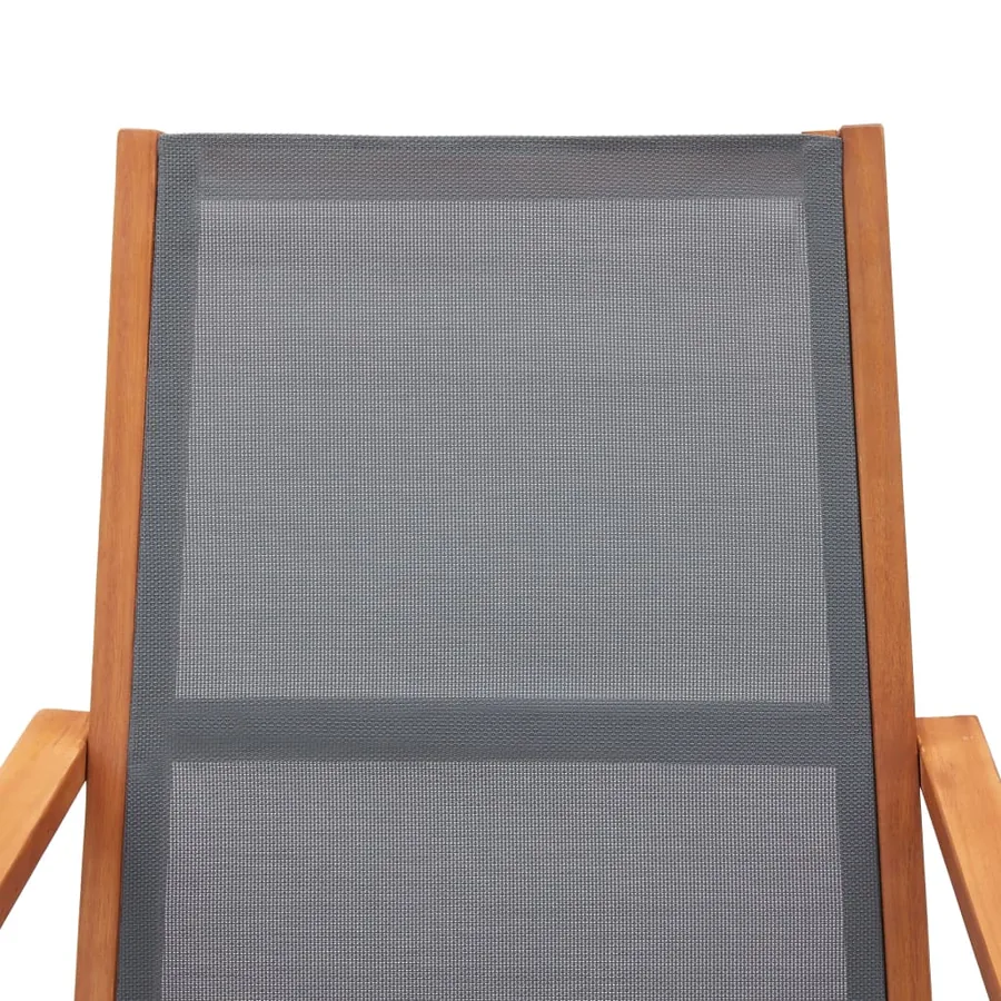 Chaise de jardin Gris Bois d'eucalyptus solide et textilène - 5