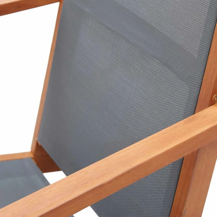 Chaise de jardin Gris Bois d'eucalyptus solide et textilène - 6