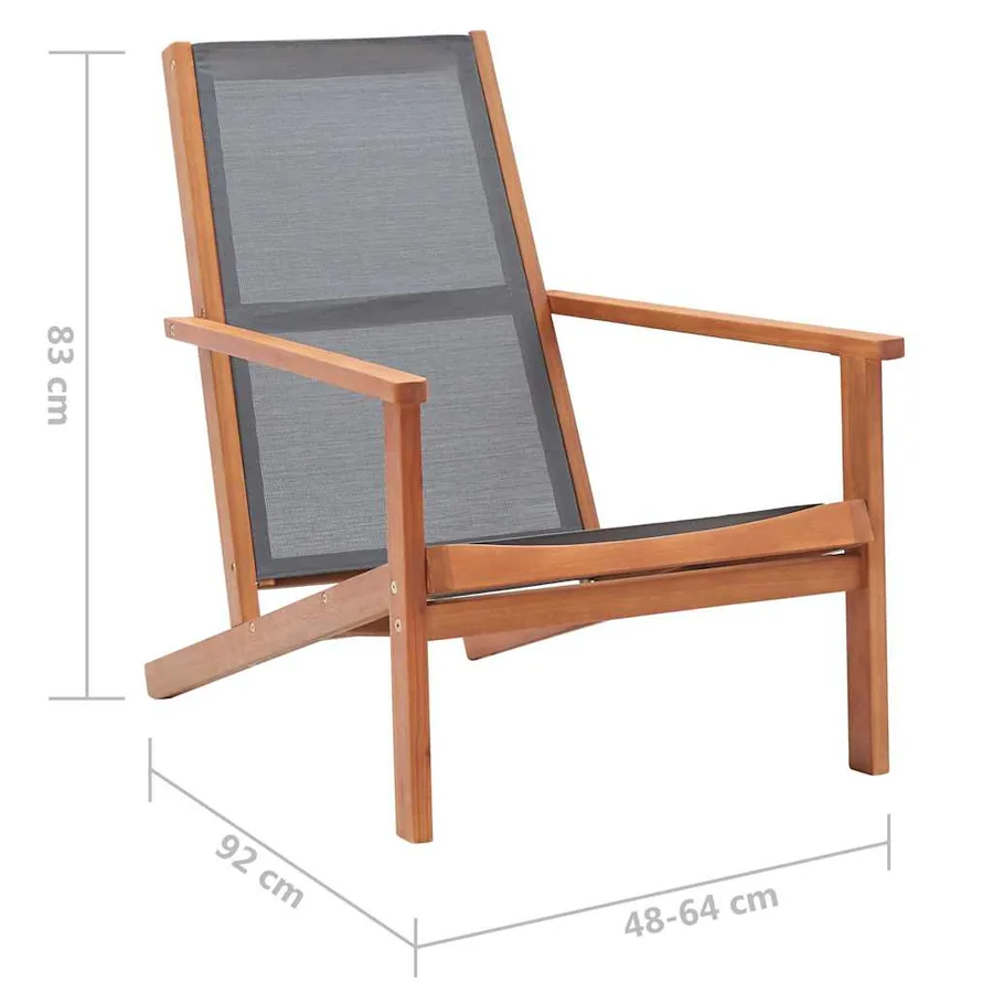 Chaise de jardin Gris Bois d'eucalyptus solide et textilène - 7