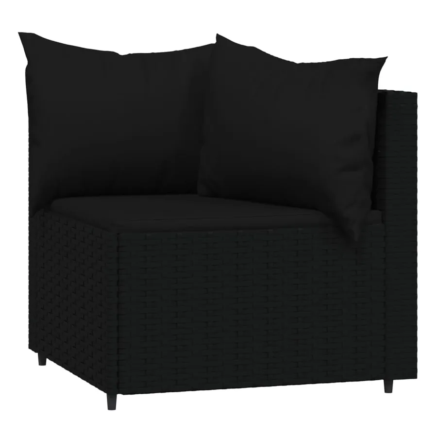 Salon de jardin 4 pcs avec coussins Noir Résine tressée - 4