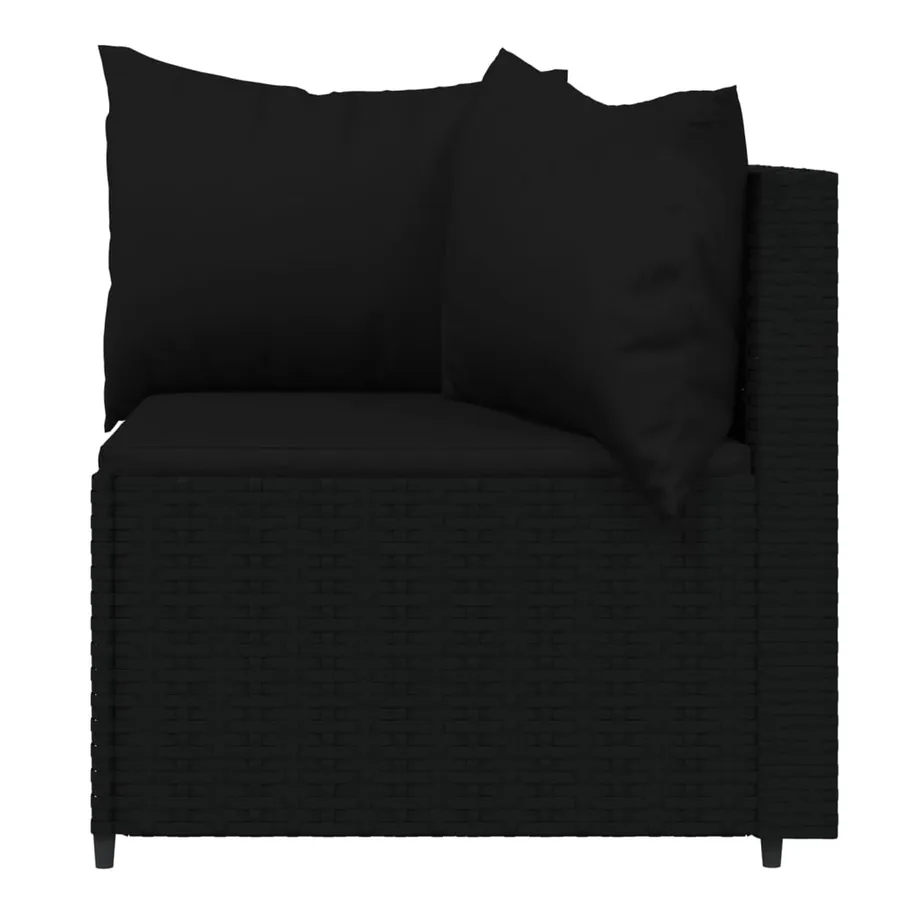 Salon de jardin 4 pcs avec coussins Noir Résine tressée - 5