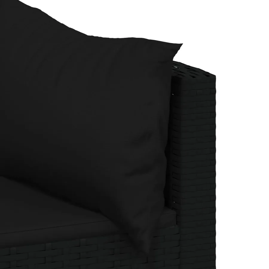 Salon de jardin 4 pcs avec coussins Noir Résine tressée - 6