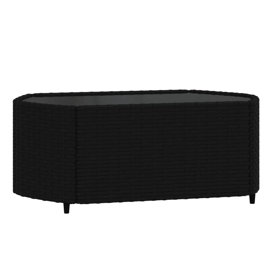 Salon de jardin 4 pcs avec coussins Noir Résine tressée - 7
