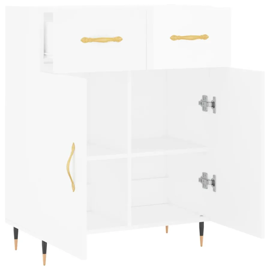 Buffet Blanc brillant 69,5x34x90 cm Bois d'ingénierie - 5