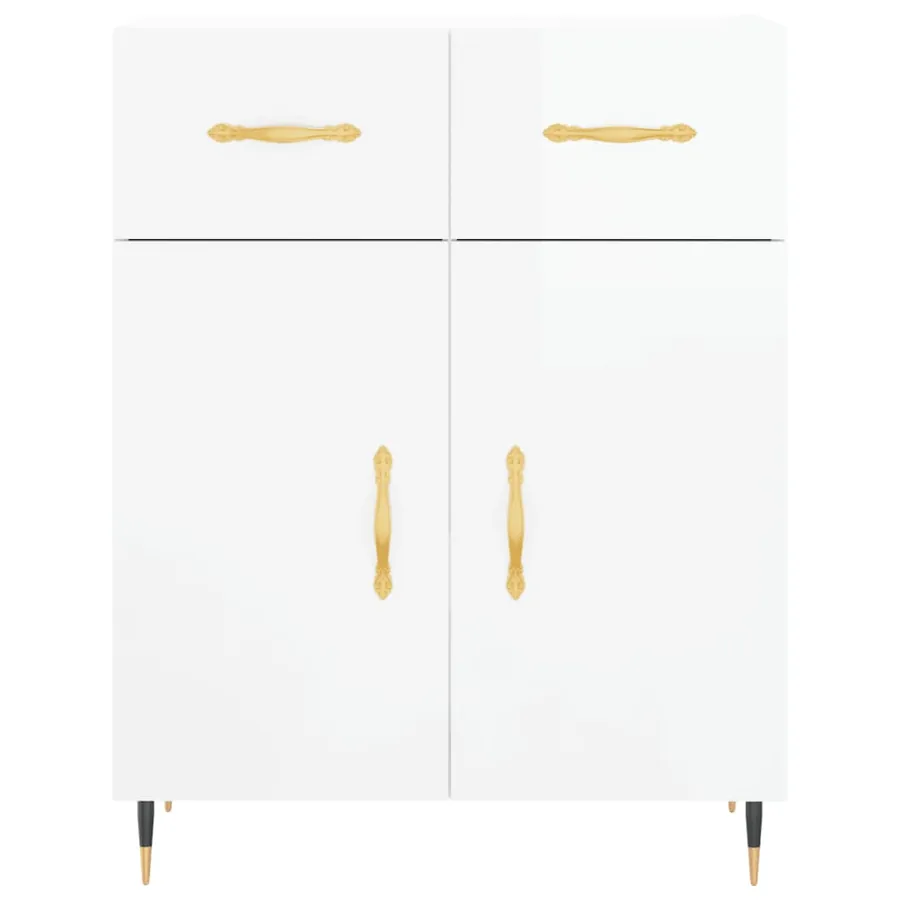 Buffet Blanc brillant 69,5x34x90 cm Bois d'ingénierie - 6