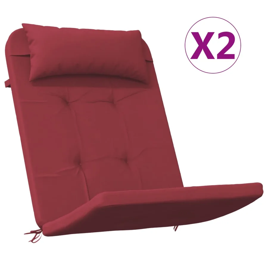 Coussins de chaise adirondack lot de 2 rouge bordeaux - 2