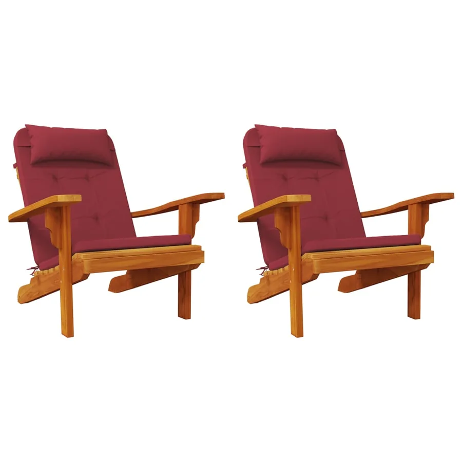 Coussins de chaise adirondack lot de 2 rouge bordeaux - 4