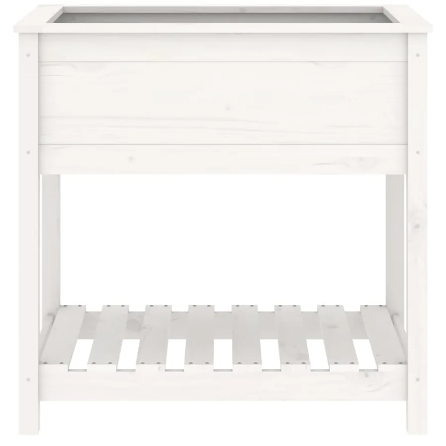 Jardinière avec étagère Blanc 82,5x54x81 cm Bois massif de pin - 5