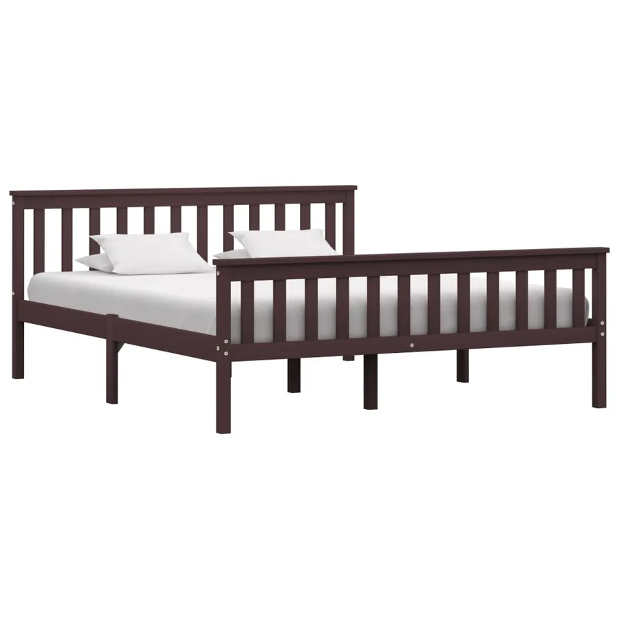 Cadre de lit sans matelas marron foncé pin massif 160x200 cm