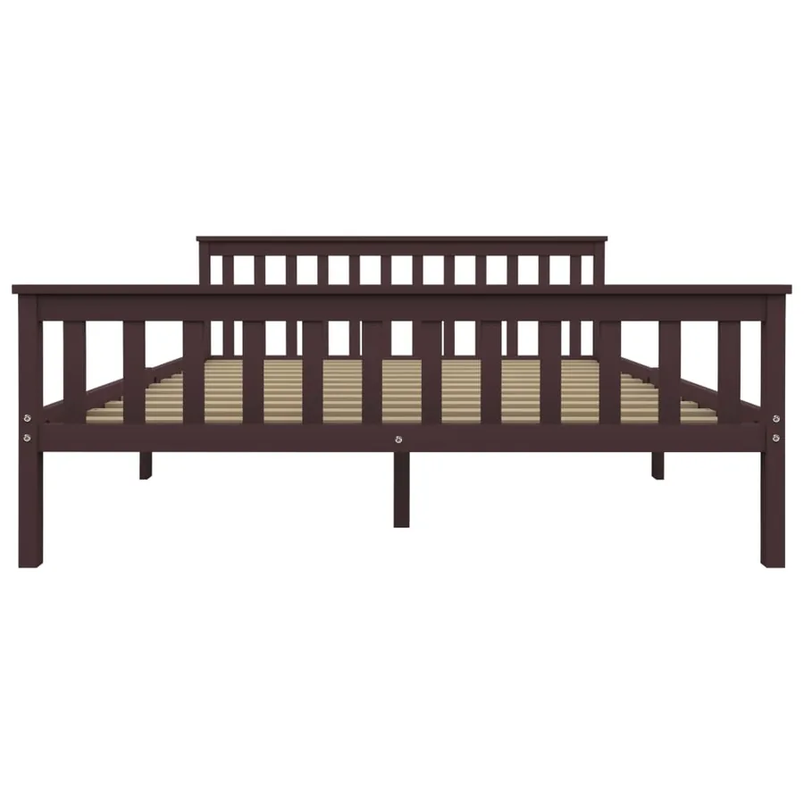 Cadre de lit sans matelas marron foncé pin massif 160x200 cm - 3