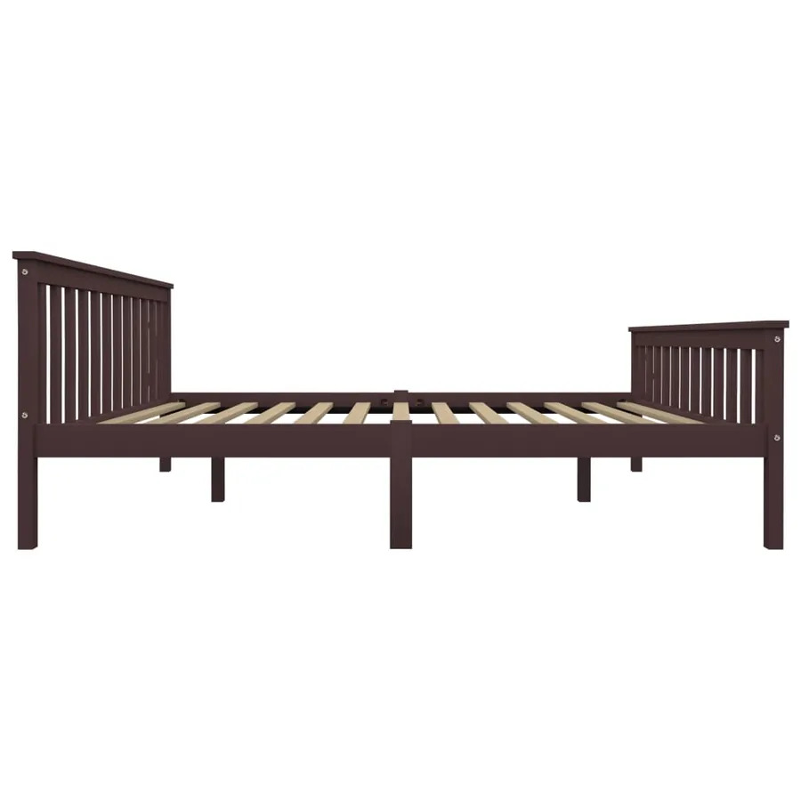 Cadre de lit sans matelas marron foncé pin massif 160x200 cm - 4