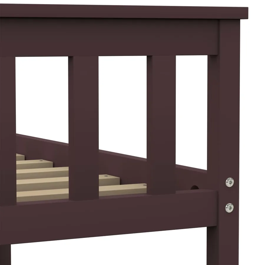 Cadre de lit sans matelas marron foncé pin massif 160x200 cm - 5