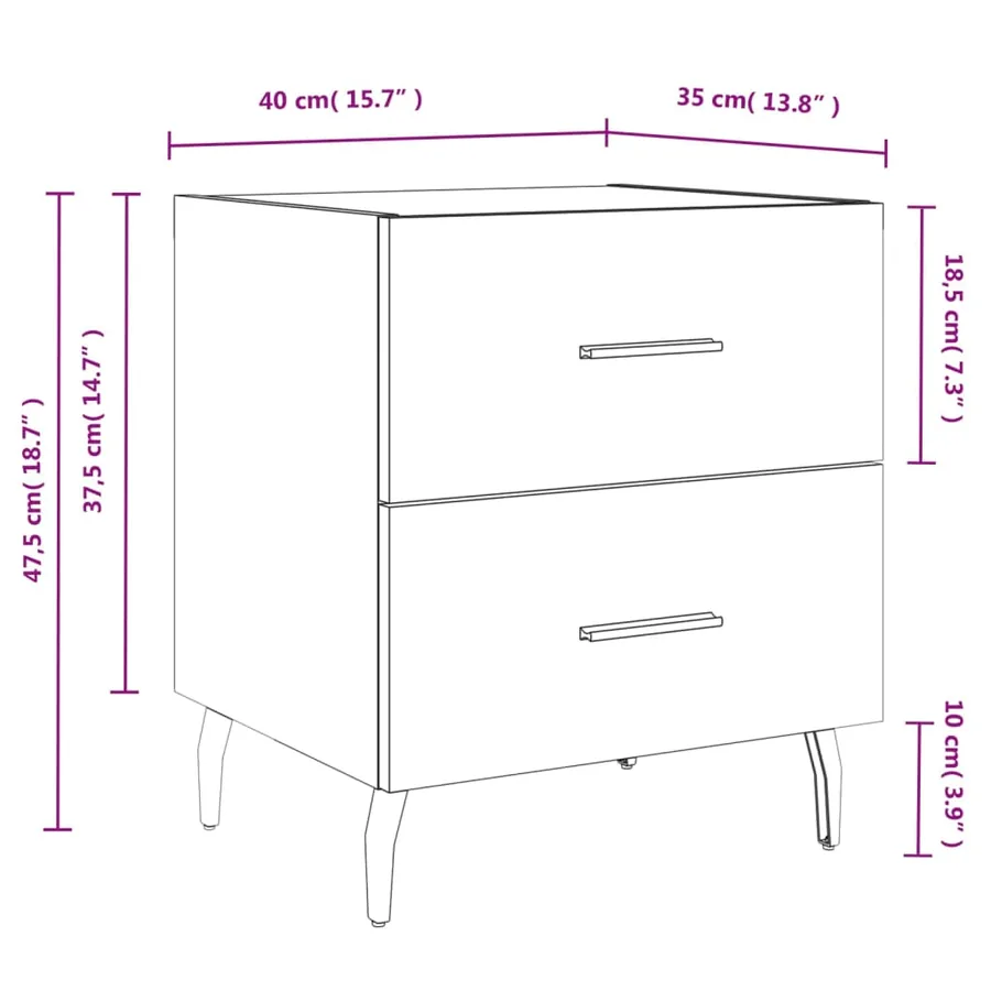 Table de chevet sonoma gris 40x35x47,5 cm bois d’ingénierie - 12