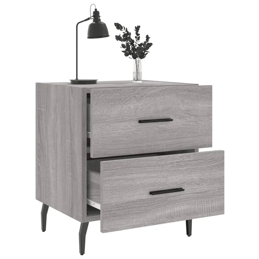 Table de chevet sonoma gris 40x35x47,5 cm bois d’ingénierie - 4