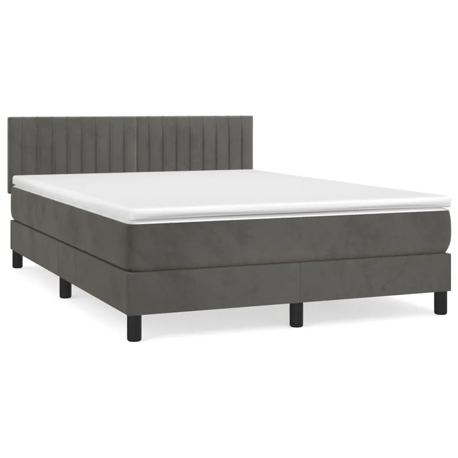 Sommier à lattes de lit et matelas Gris foncé 140x190cm Velours - 2