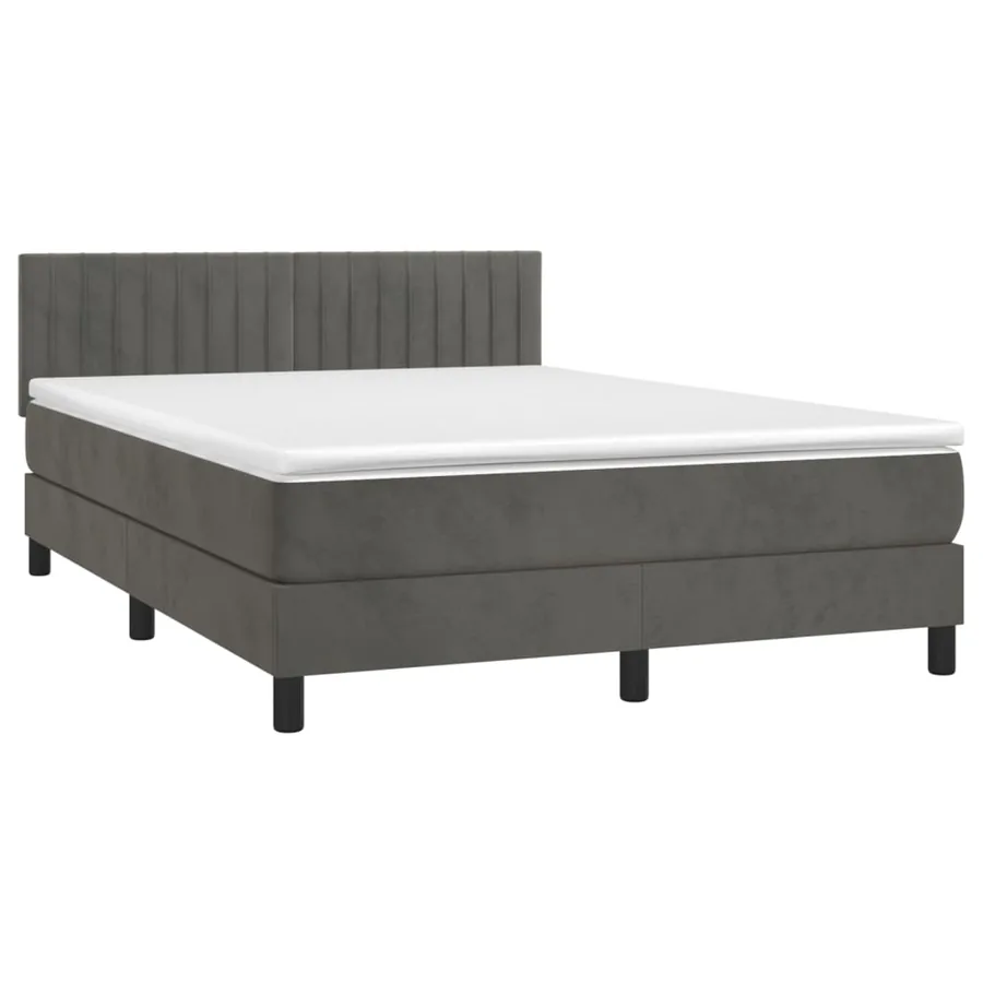 Sommier à lattes de lit et matelas Gris foncé 140x190cm Velours - 3