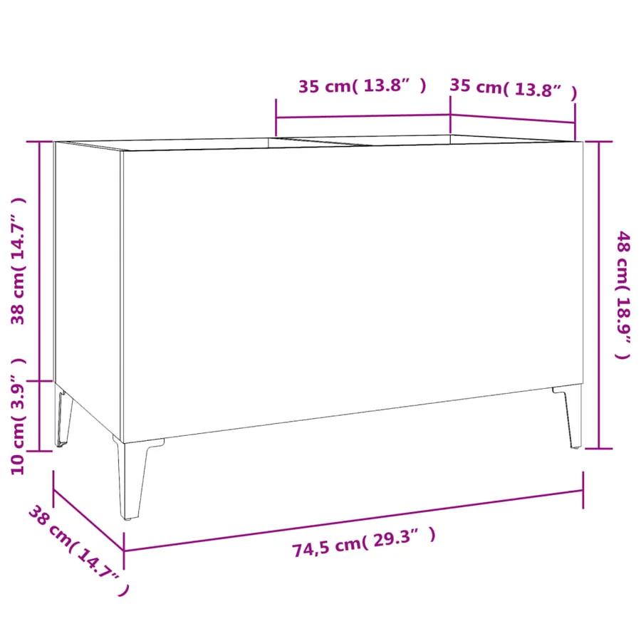 Armoire à disques chêne fumé 74,5x38x48 cm bois d'ingénierie - 8