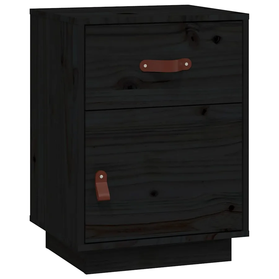 Table de chevet Noir 40x34x55 cm Bois de pin solide - 2
