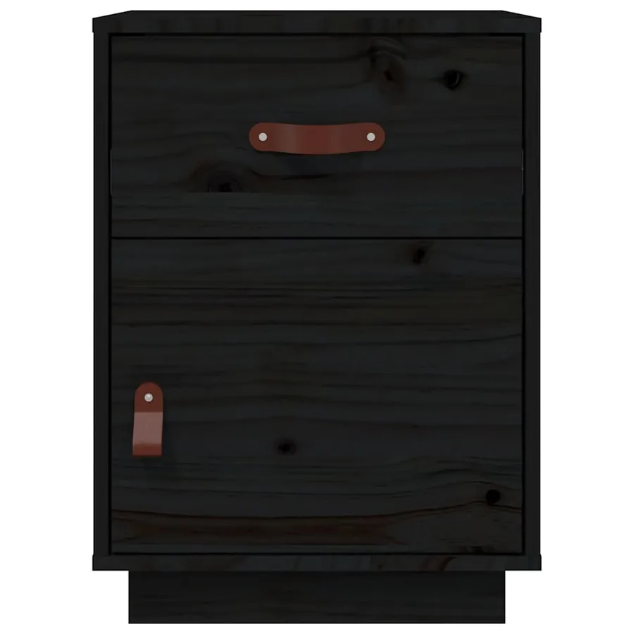 Table de chevet Noir 40x34x55 cm Bois de pin solide - 5