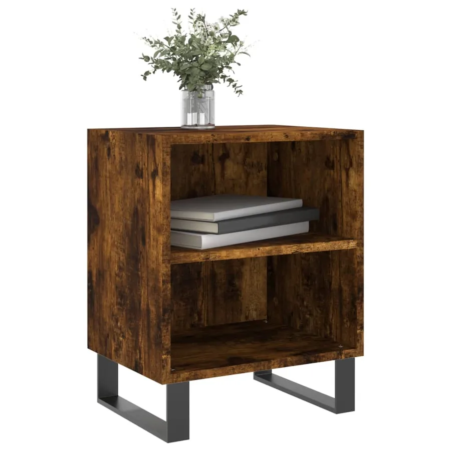 Table de chevet chêne fumé 40x30x50 cm bois d'ingénierie - 3
