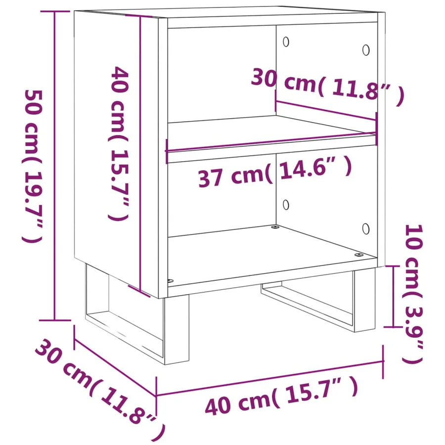Table de chevet chêne fumé 40x30x50 cm bois d'ingénierie - 9