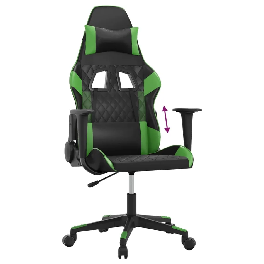 Chaise de jeu Noir et vert Similicuir - 7