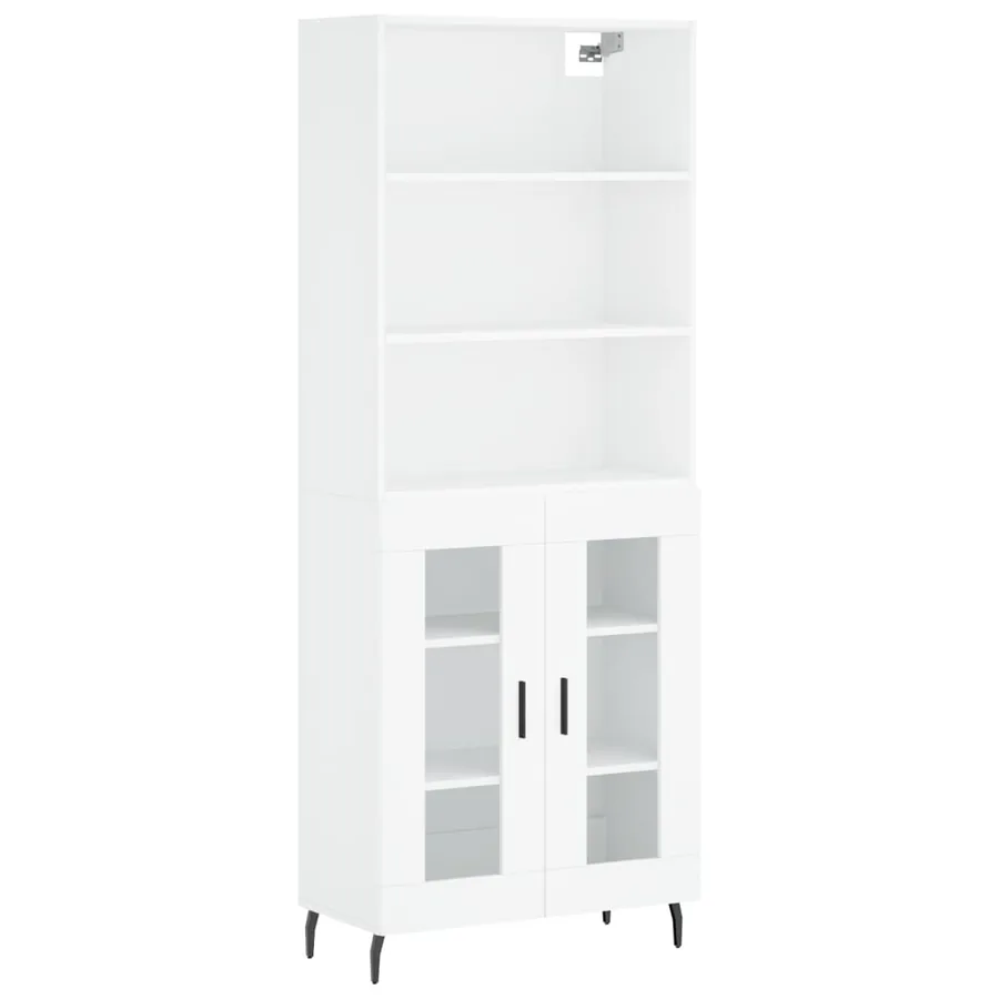 Buffet haut Blanc 69,5x34x180 cm Bois d'ingénierie - 2