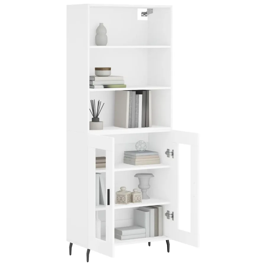 Buffet haut Blanc 69,5x34x180 cm Bois d'ingénierie - 3