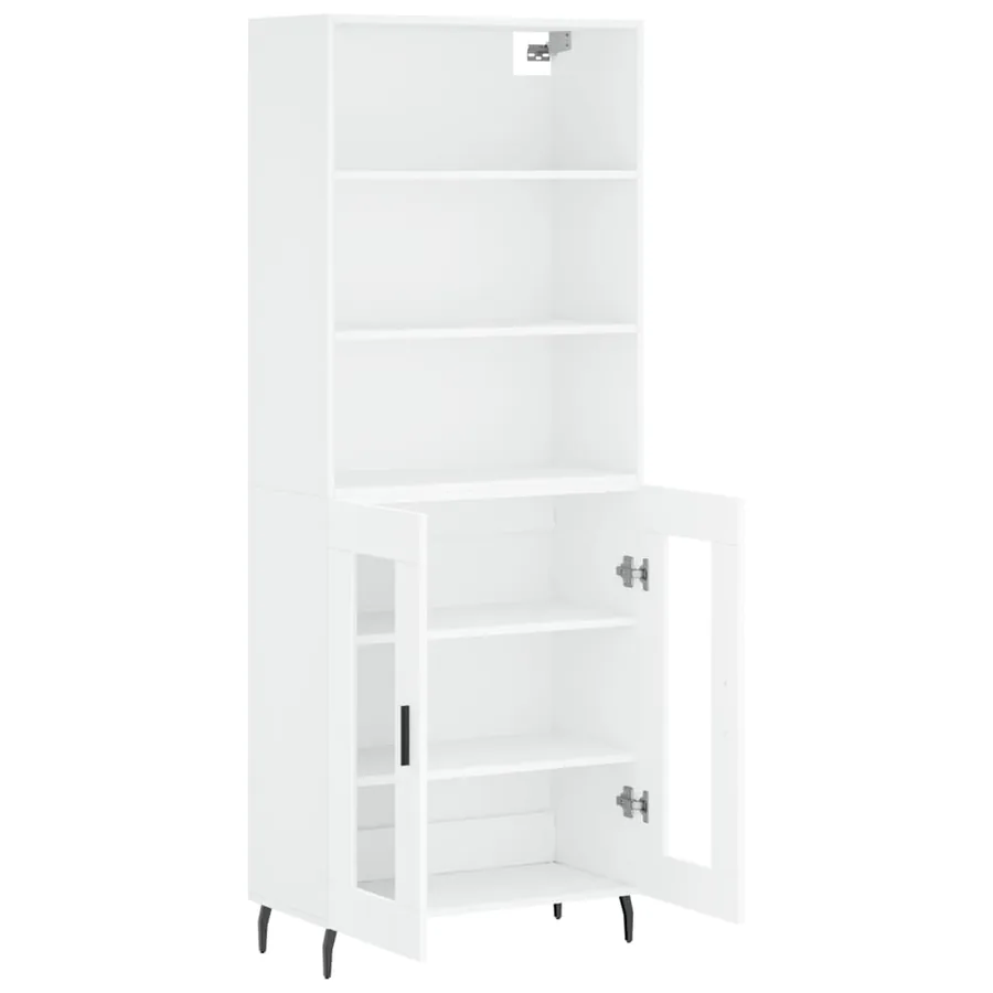Buffet haut Blanc 69,5x34x180 cm Bois d'ingénierie - 4