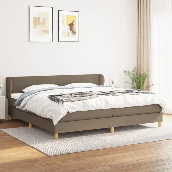 Sommier à lattes de lit avec matelas Taupe 200x200 cm Tissu
