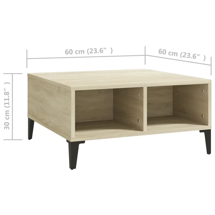 Table basse chêne sonoma 60x60x30 cm bois d'ingénierie - 6
