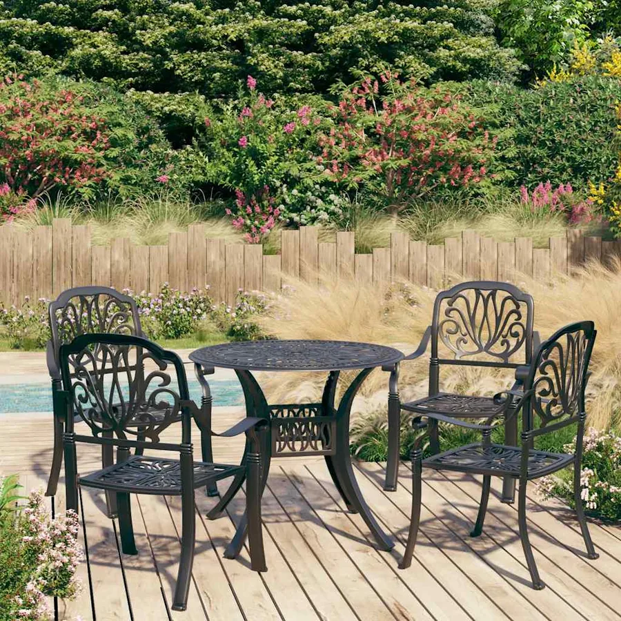 Ensemble de bistro 5 pcs Aluminium coulé Noir