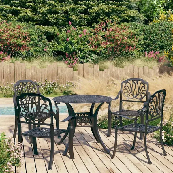 Ensemble de bistro 5 pcs Aluminium coulé Noir