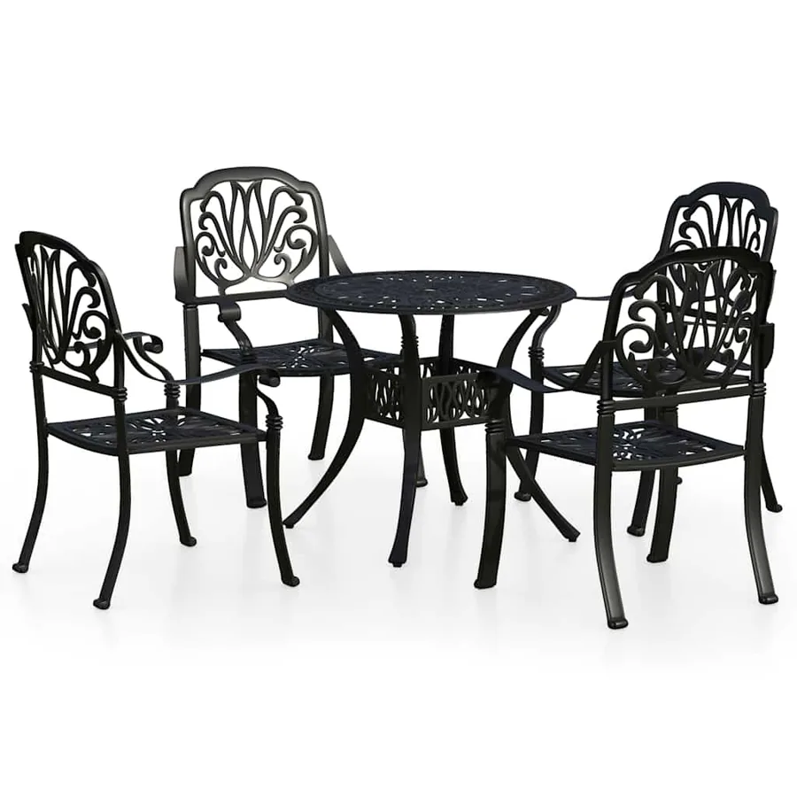 Ensemble de bistro 5 pcs Aluminium coulé Noir - 2