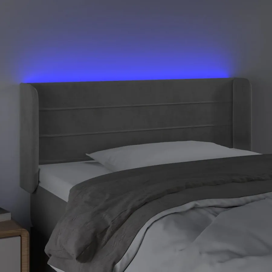 Tête de lit à LED Gris clair 93x16x78/88 cm Velours - 4