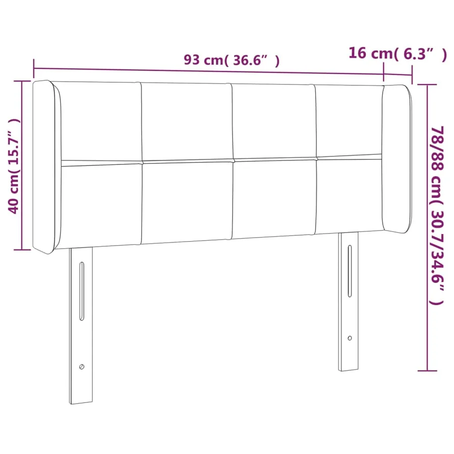 Tête de lit à LED Gris clair 93x16x78/88 cm Velours - 6