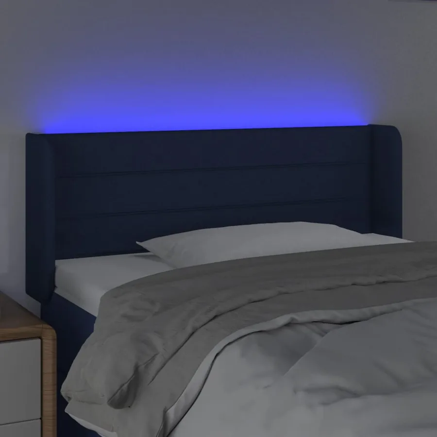 Tête de lit à LED Bleu 83x16x78/88 cm Tissu - 4