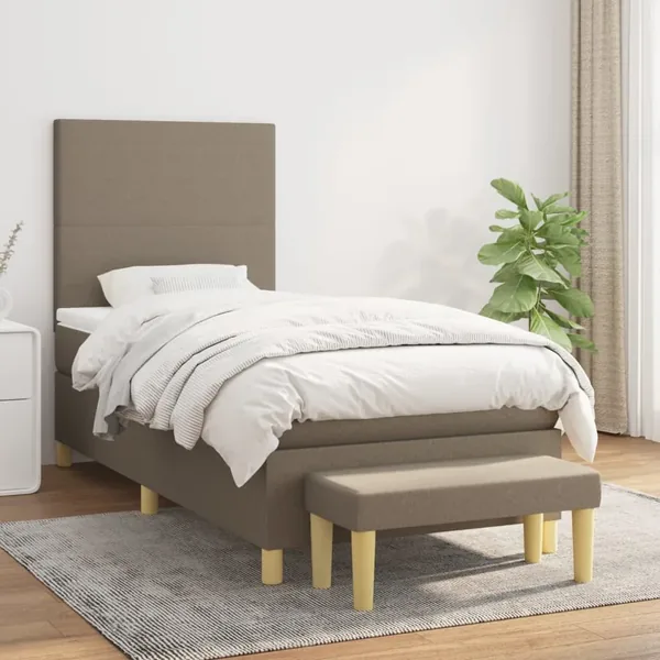 Sommier à lattes de lit avec matelas Taupe 100x200 cm Tissu