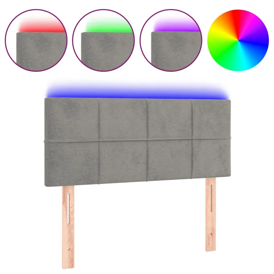 Tête de lit à LED Gris clair 80x5x78/88 cm Velours - 2