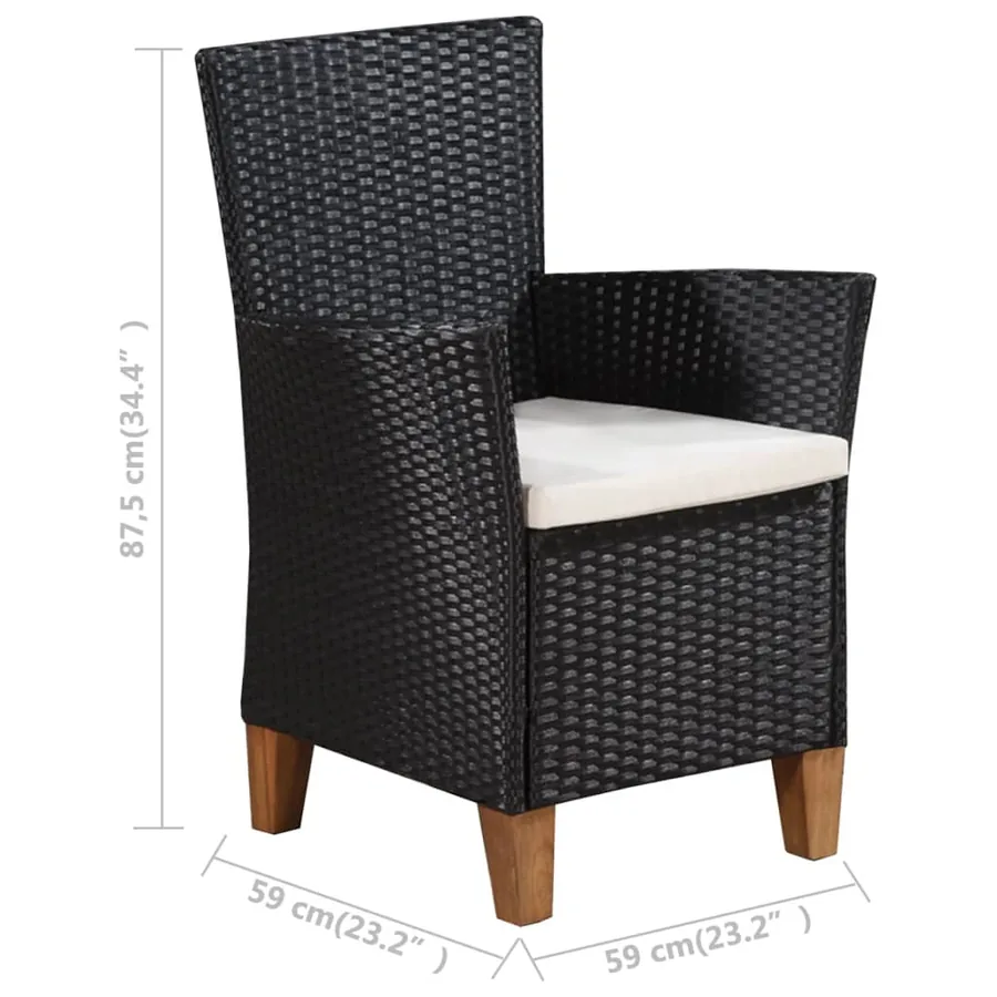 Ensemble à manger d'extérieur 5 pcs Résine tressée Noir marron - 7