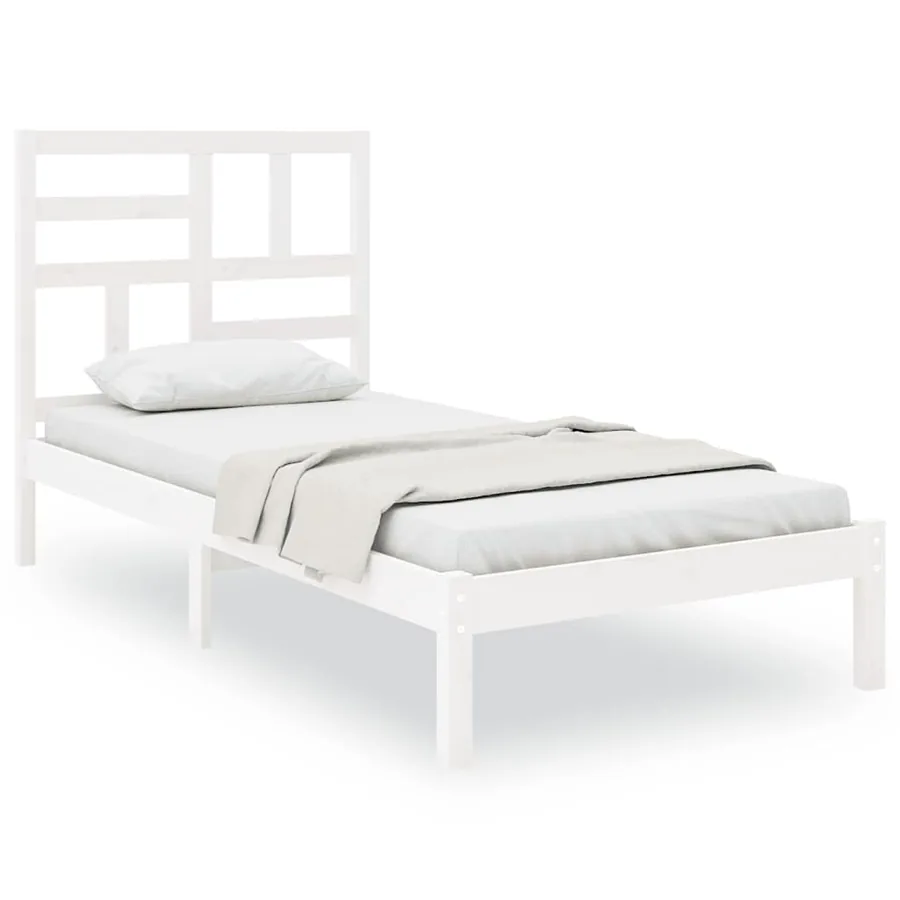 Cadre de lit sans matelas blanc bois massif 100x200 cm - 2