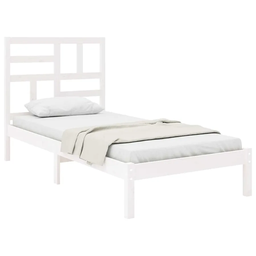 Cadre de lit sans matelas blanc bois massif 100x200 cm - 3