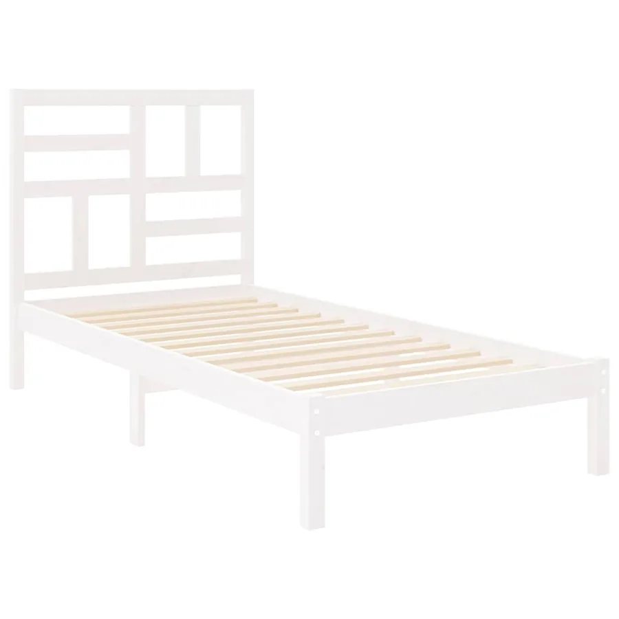 Cadre de lit sans matelas blanc bois massif 100x200 cm - 4