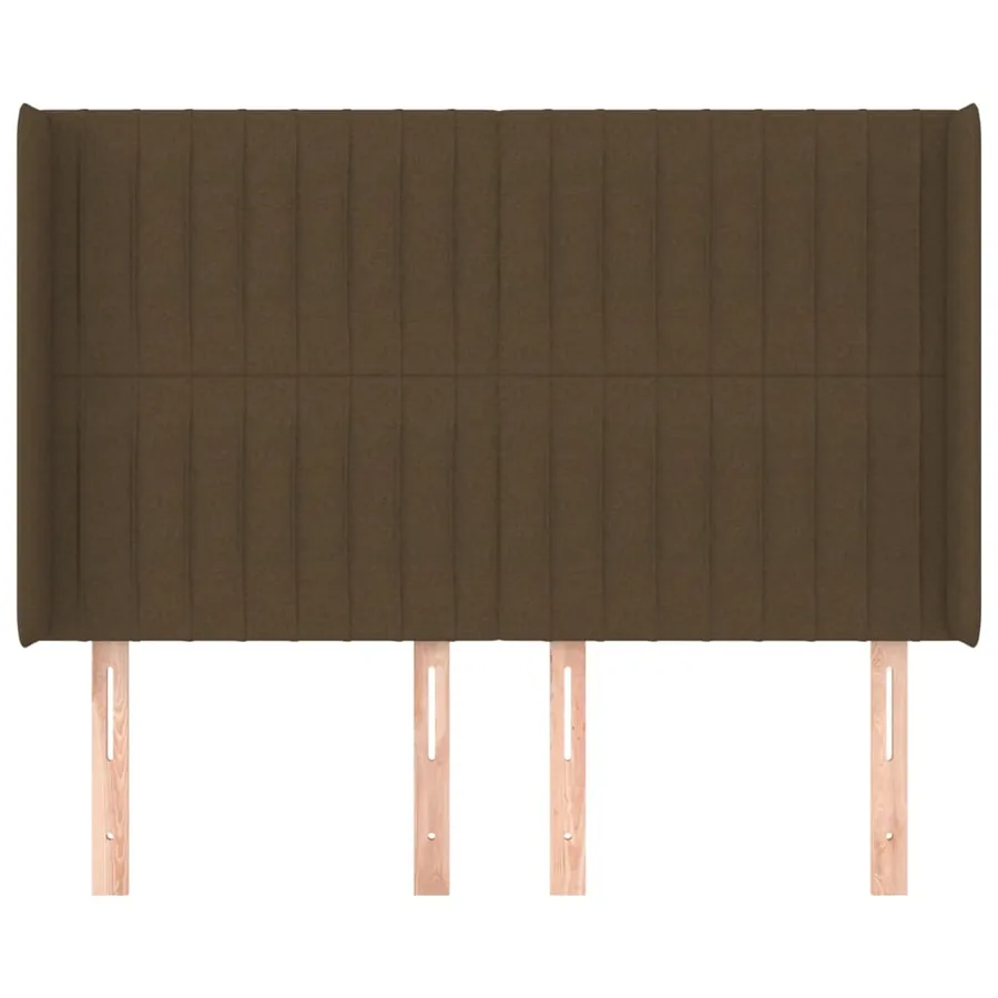 Tête de lit avec oreilles Marron foncé 147x16x118/128 cm Tissu - 3