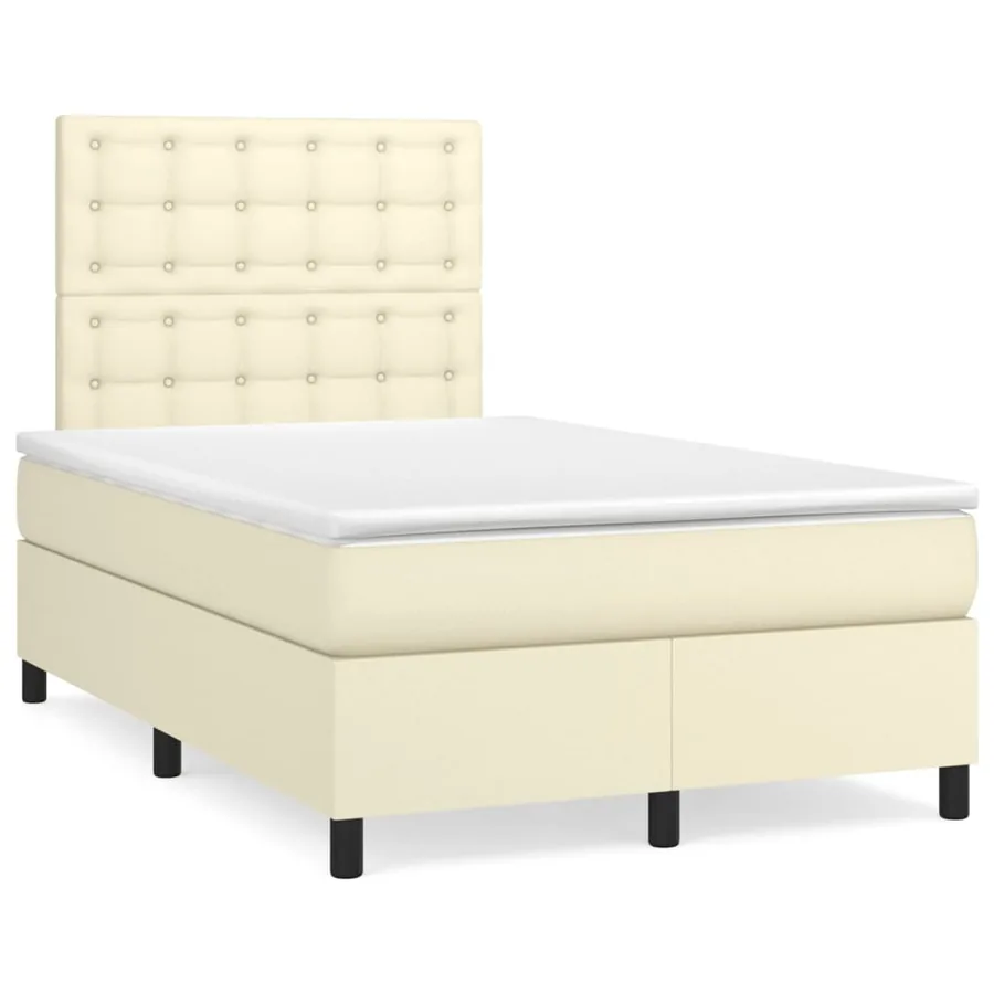Sommier à lattes de lit avec matelas Crème 120x200cm Similicuir - 2