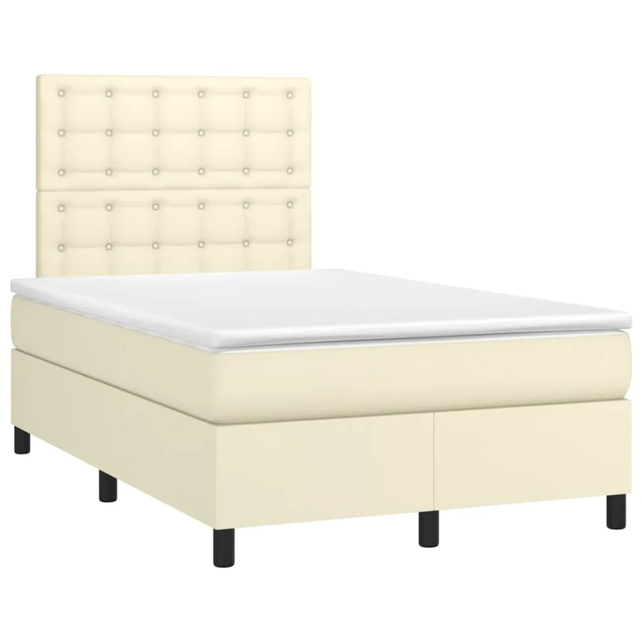 Sommier à lattes de lit avec matelas Crème 120x200cm Similicuir - 3