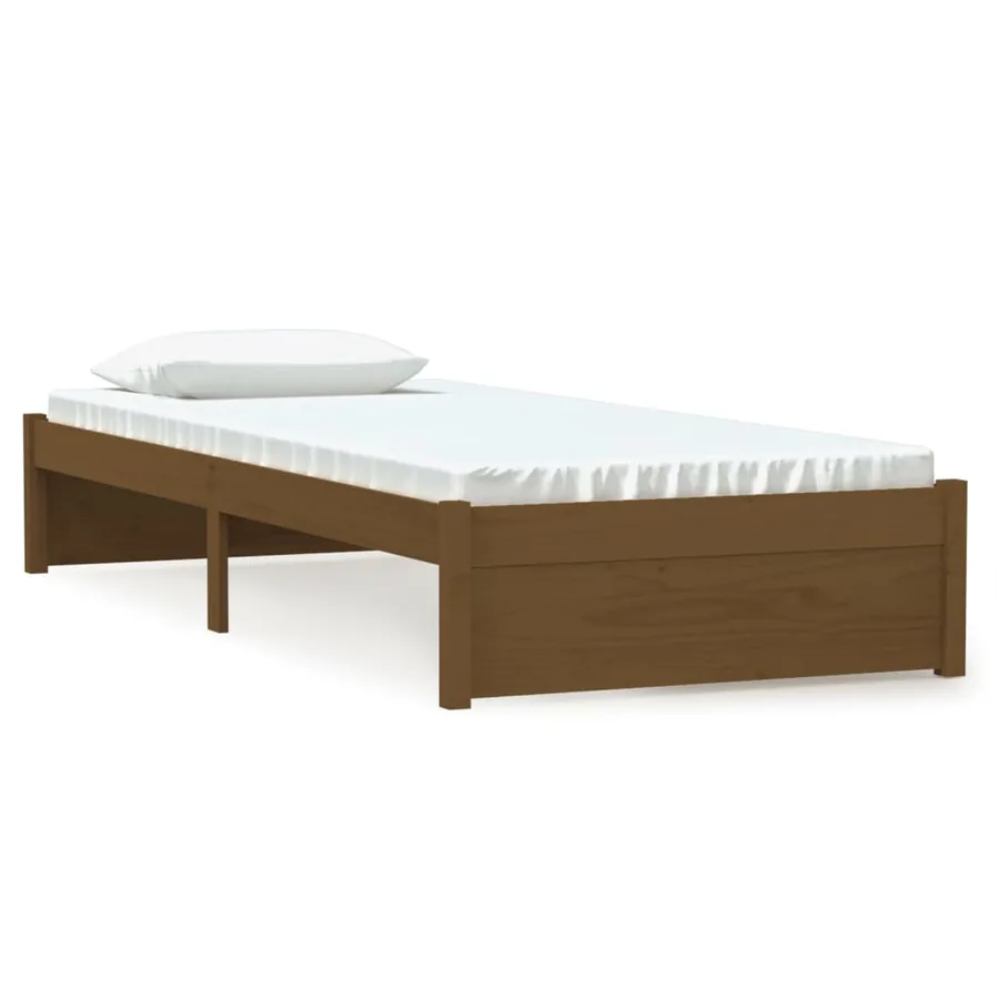 Cadre de lit sans matelas marron miel bois massif 75x190 cm - 2