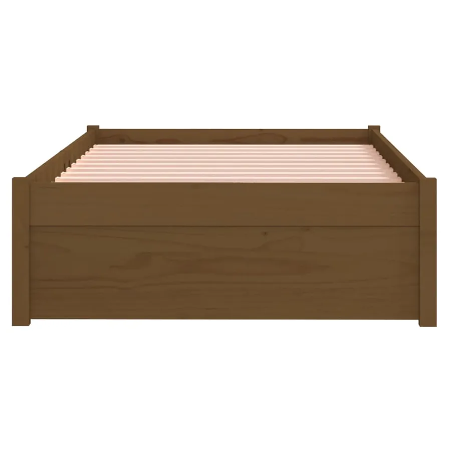 Cadre de lit sans matelas marron miel bois massif 75x190 cm - 5