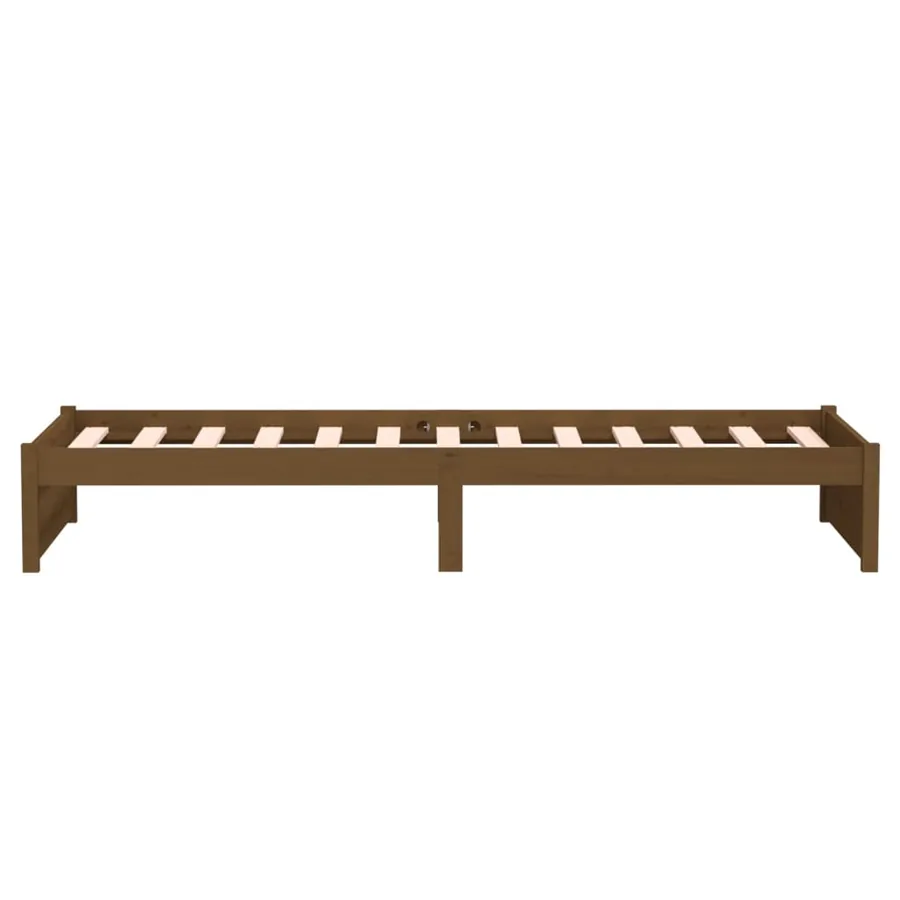 Cadre de lit sans matelas marron miel bois massif 75x190 cm - 6