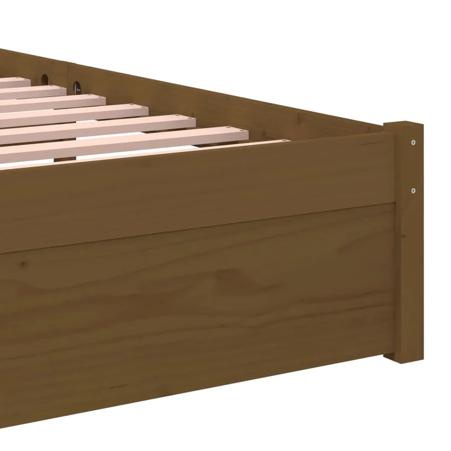 Cadre de lit sans matelas marron miel bois massif 75x190 cm - 7